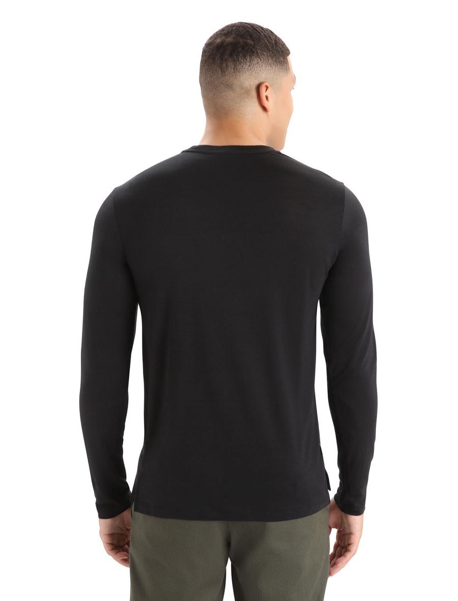 Black Icebreaker Merino Sphere II T-Shirt Men's Long Sleeve | AU 1231UZGT